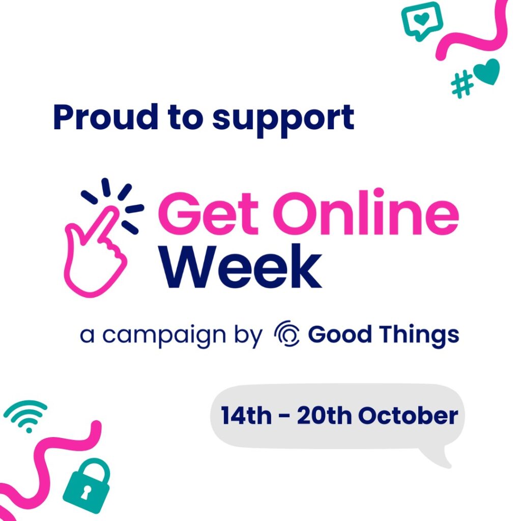 Promotional Flyer for Get Online Week, a campaign from Good Things Foundation, taking place between 14th and 20th October.